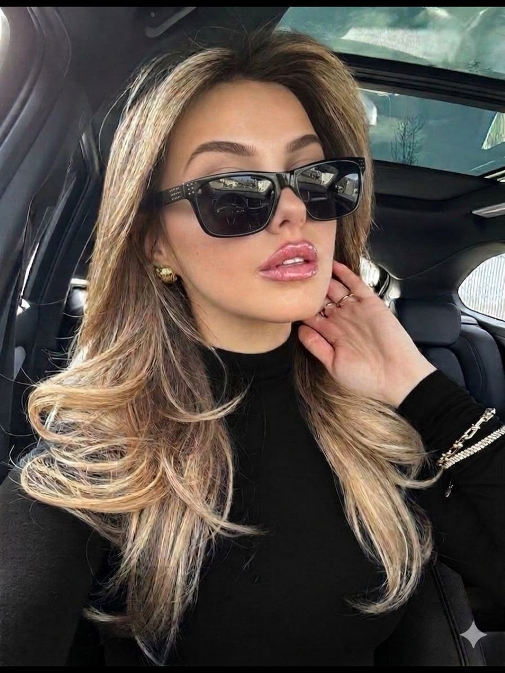 Black Cat-Eye Sunglasses with Subtle Logo